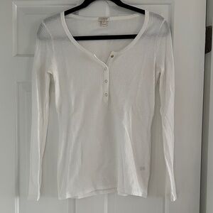 Jcrew Cream Long Sleeve Henley Top